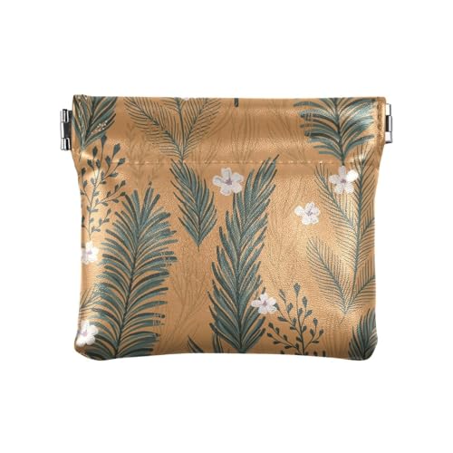 Braune Blätter Retro Old Time Damen Leder Münzbörse Einzigartige Make-up-Tasche Wechselgeldbörse für Mädchen Damen Handtasche, Braune Blätter Retro alte Zeit, 1 size, modisch von sanluoli