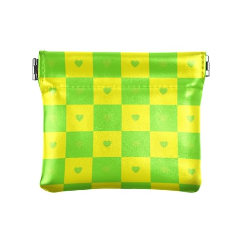 Buffalo Damen-Geldbörse aus Leder, kariert, gelb-grünes Herz, klein, tragbar, für Karten, Schlüssel, Organizer für Frauen Buffalo Damen-Geldbörse aus Leder, kariert, gelb-grünes Herz, klein, tragbar, für Karten, Schlüssel, Organizer für Frauen von sanluoli