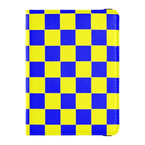 Buffalo Plaid Karo Blau Gelb Leder Cute Passport Book Passport Wallet Lightweight von sanluoli