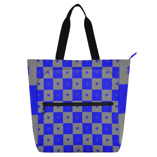 Buffalo Plaid Karo Grau Blau Herz Kinder-Tragetasche Klaviertasche Buchtasche für Kinder Erwachsene, Gothic, robust, Lehrer-Tragetasche, Bibliothekstasche für Schule und Spielzeit Buffalo Plaid Karo Grau Blau Herz Kinder-Tragetasche Klaviertasche Buchtasche für Kinder Erwachsene, Gothic, robust, Lehrer-Tragetasche, Bibliothekstasche für Schule und Spielzeit von sanluoli