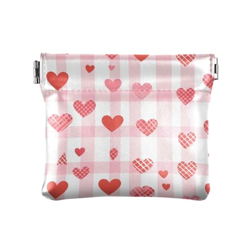 Buffalo Simple Line Art Damen-Geldbörse aus Leder in Herzform – Herz-Design – tragbare Münzbörse für Frauen Mädchen von sanluoli