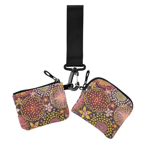 Bunte Blumen, abstrakte Doppelarmband-Geldbörsen für Damen, großes Fassungsvermögen, Kreditkartenetui, Münzbörse mit Schlüsselanhänger, für Damen, 2 Stück Bunte Blumen, abstrakte Doppelarmband-Geldbörsen für Damen, großes Fassungsvermögen, Kreditkartenetui, Münzbörse mit Schlüsselanhänger, für Damen, 2 Stück von sanluoli
