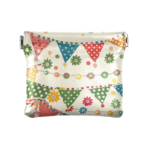 Bunte Flagge im böhmischen Stil, PU-Leder, kleine Münzgeldbörse, praktische Geldbörse mit Verschluss, für Männer und Frauen von sanluoli