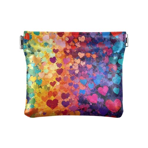 Bunte Herzen, Regenbogen, Damen, Leder, Geldbeutel, tragbare Organisationstasche für Damen, Jungen, Mädchen Bunte Herzen, Regenbogen, Damen, Leder, Geldbeutel, tragbare Organisationstasche für Damen, Jungen, Mädchen von sanluoli
