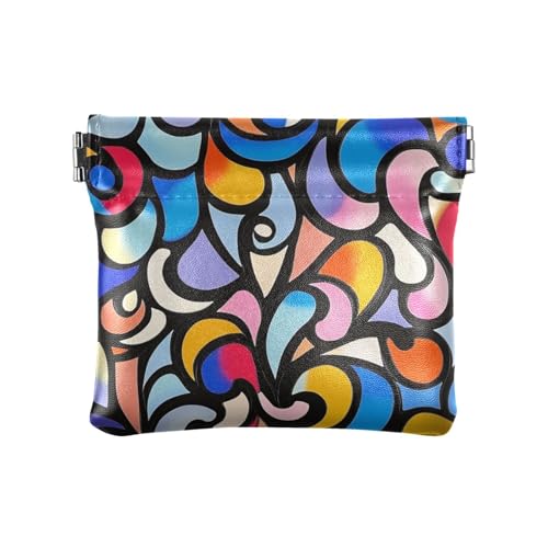 Buntes Barockmuster Damen PU-Leder Münzgeldbörse Wasserdicht Kleingeld Geldbörse mit Verschluss für Mädchen Damen Handtasche von sanluoli