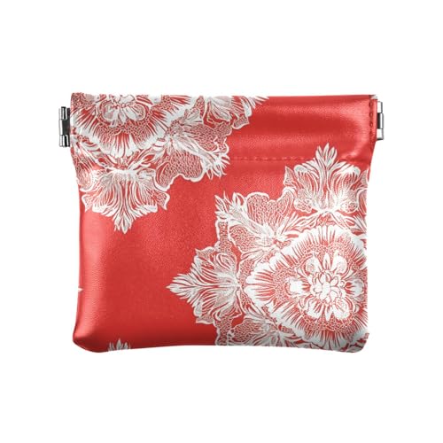 Carnation Lace Scarlet Damen Herren Leder Münzgeldbörsen Wasserdicht Kleingeld Geldbörse für Mädchen Damen Handtasche von sanluoli