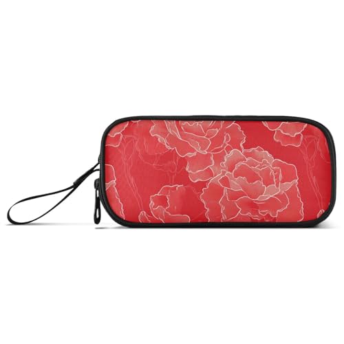 Carnation Lace Scarlet Nylon School Pencil Bags High Capacity Pencil Cases For Teen Stationery Organizer for Middle School Girls von sanluoli