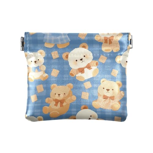 Cartoon Bears Cute Plaids Damen PU Leder Münzbörse Niedlich Kartenhalter für Frauen Mädchen von sanluoli