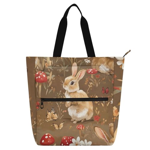 Cartoon-Büchertasche mit niedlichen Kaninchen, für Kinder, Studenten, Erwachsene, Gothic, wasserdicht, Bibliotheksbuch, Tragetasche, Schultertasche mit Taschen, für Schule, Arbeit, Reisen von sanluoli