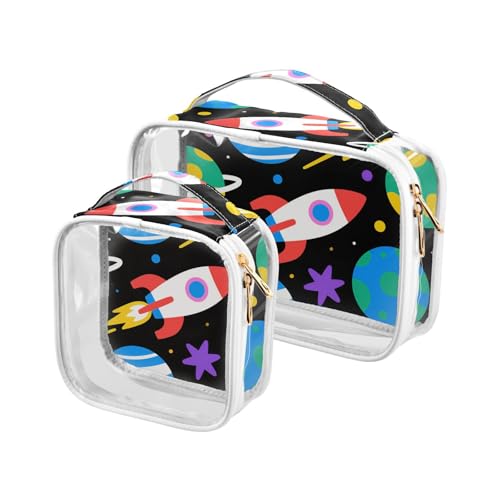 Cartoon Candy Space Herren-Kulturbeutel, TSA-geprüft, wiederverwendbar, transparent, für Flughafen, Fluggesellschaften von sanluoli