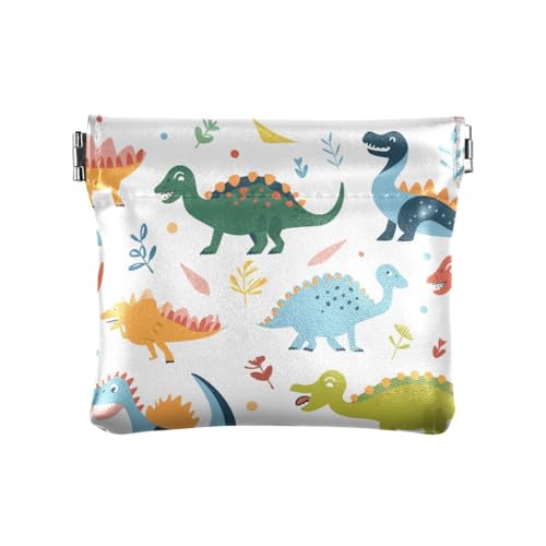 Cartoon-Farbe, Dinosaurier-Damen-PU-Leder, Münzgeldbörse, einzigartiger Mini-Kartenhalter, Geldbörse für Männer und Frauen von sanluoli