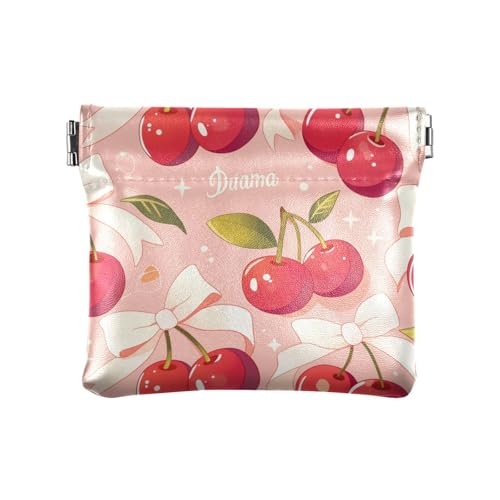 Cartoon-Geldbörse mit Pfirsich-Schleife für Damen, PU-Leder, Münzgeldbörse mit Verschluss für Damen und Mädchen von sanluoli