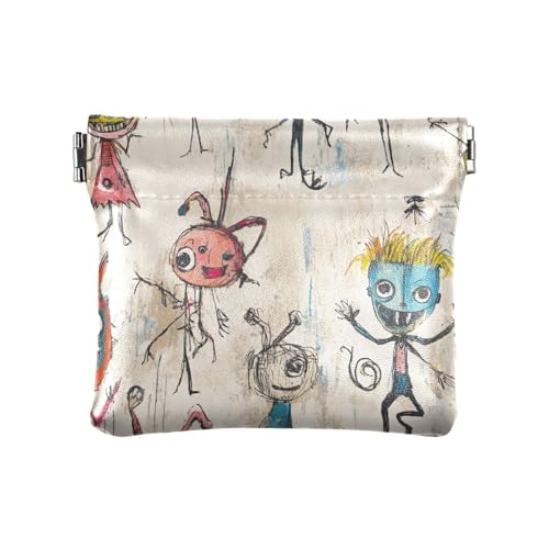 Cartoon-Monster-Make-up-Tasche aus PU-Leder, kleine Münze, ausgefallene Tasche, Geldbörse, Make-up-Tasche für Damen und Mädchen von sanluoli