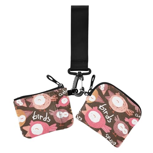 Cartoon-Vögel, niedliche Tiere, Pfirsichbraun, Damen-Kartenetui, Kleingeldhalter, großes Fassungsvermögen, Kreditkartenetui, Münzbörse mit Reißverschluss, Münzfach für Damen, 2 Stück Cartoon-Vögel, niedliche Tiere, Pfirsichbraun, Damen-Kartenetui, Kleingeldhalter, großes Fassungsvermögen, Kreditkartenetui, Münzbörse mit Reißverschluss, Münzfach für Damen, 2 Stück von sanluoli