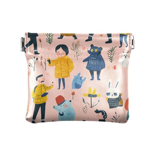 Cartoon niedliche Illustration kreative Frauen Leder Münzbörse Einzigartige Kosmetiktaschen für Geldbörse für Frauen von sanluoli