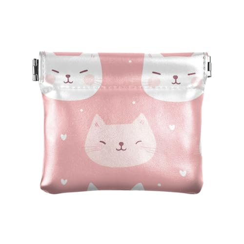 Cats Face Baby Peach Damen Leder Münzgeldbörse Tragbare Kleingeldbörse mit Verschluss für Frauen Mädchen von sanluoli