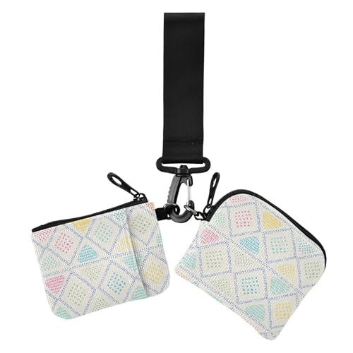 Color Aesthetic Triangle Damen Münzbeutel Kartenhalter Dünn Flach Ausweis Schutz mit Schlüsselanhänger für den täglichen Gebrauch 2 Stück von sanluoli