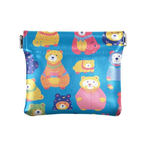Colorful Bears Vivid Damen Leder Münzbörse Fancy Mini Geldbörse für Frauen Mädchen von sanluoli
