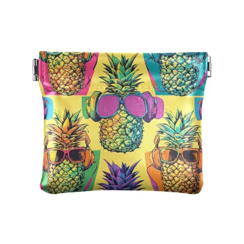 Coole Ananas-Kunst-Stil kleine Geldbörse aus Leder, einzigartige Mini-Geldbörse für Damen, Jungen, Mädchen von sanluoli