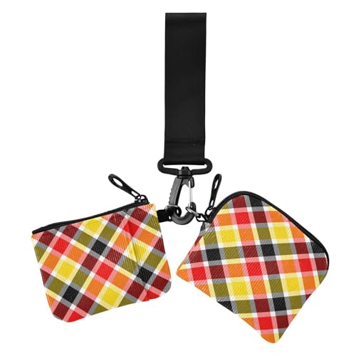 Creative Craft Damen-Brieftaschen mit zwei Handgelenken, kariert, großes Fassungsvermögen, Ausweis-Schutz mit Schlüsselanhänger, Rot, Gelb, Schwarz, 2 Packungen Creative Craft Damen-Brieftaschen mit zwei Handgelenken, kariert, großes Fassungsvermögen, Ausweis-Schutz mit Schlüsselanhänger, Rot, Gelb, Schwarz, 2 Packungen von sanluoli