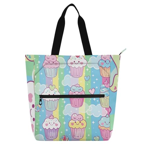 Cupcakes Löffel, Cartoon-Bücher, Tragetasche, Büchertasche für Kinder und Erwachsene, Gothic, leicht, Bibliotheksbuch, Tragetasche, Schultertasche mit Taschen für Schule, Arbeit, Reisen Cupcakes Löffel, Cartoon-Bücher, Tragetasche, Büchertasche für Kinder und Erwachsene, Gothic, leicht, Bibliotheksbuch, Tragetasche, Schultertasche mit Taschen für Schule, Arbeit, Reisen von sanluoli