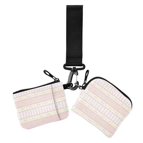 Cute Lovely Strips Peach Damen Geldbörsen Kartenetuis Slim Abnehmbare Kartenetui Geld Organizer mit Schlüsselanhänger für Frauen 2 Packungen von sanluoli