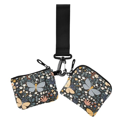 Damen-Brieftaschen, Kartenetui, Blumensafari, Schmetterlinge, Wiese, niedlich, modisch, Ausweishalter, Schutz mit Handgelenkschlaufe, 2 Stück Damen-Brieftaschen, Kartenetui, Blumensafari, Schmetterlinge, Wiese, niedlich, modisch, Ausweishalter, Schutz mit Handgelenkschlaufe, 2 Stück von sanluoli