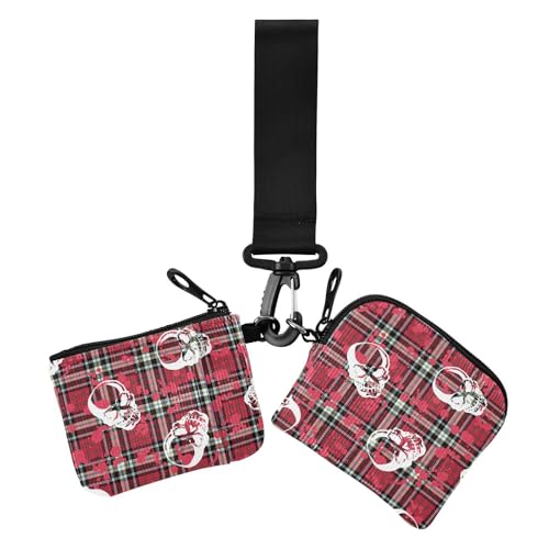 Damen Geldbörse mit Totenkopf, böse, kariert, großes Fassungsvermögen, Reißverschluss, Münztasche mit Reißverschluss, Münzfach für Damen, 2 Stück Damen Geldbörse mit Totenkopf, böse, kariert, großes Fassungsvermögen, Reißverschluss, Münztasche mit Reißverschluss, Münzfach für Damen, 2 Stück von sanluoli