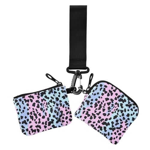 Damen-Geldbörsen mit Leopardenmuster, kompakte Größe, Reißverschluss, Bargeld, Münzbörse mit Schlüsselanhänger, 2 Stück von sanluoli