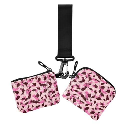 Damen Münzgeldbörsen, Kartenetui, Leopardenmuster, Pfirsichbraun, mit Reißverschlussfach für Damen, 2 Packungen Damen Münzgeldbörsen, Kartenetui, Leopardenmuster, Pfirsichbraun, mit Reißverschlussfach für Damen, 2 Packungen von sanluoli