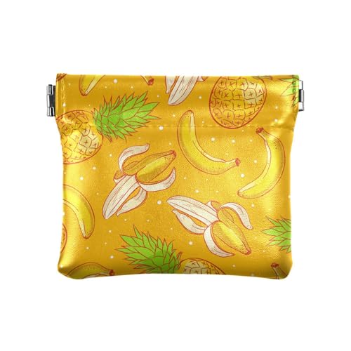 Delicious Gelbe Ananas-Bananane, Leder-Münzgeldbörsen, niedliche Kosmetiktasche für Herren, Damen, Reisen, leckere gelbe Ananas-Banane, 1 size, modisch Delicious Gelbe Ananas-Bananane, Leder-Münzgeldbörsen, niedliche Kosmetiktasche für Herren, Damen, Reisen, leckere gelbe Ananas-Banane, 1 size, modisch von sanluoli