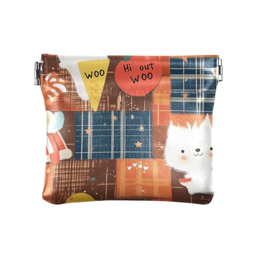 Doodle Cartoon Plaid Cute Damen Kleine Leder Kleingeld Geldbörse Fancy Mini Kartenhalter Geldbörse für Mädchen Damen Handtasche von sanluoli