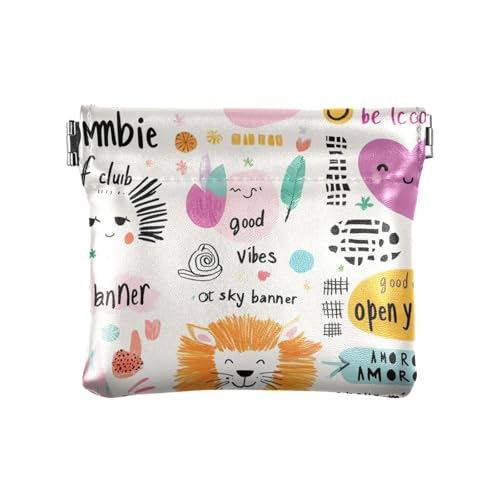 Doodle Cartoon Tiere Damen PU Leder Münzbörse Einzigartige Karte Schlüssel Organizer für Frauen Mädchen von sanluoli