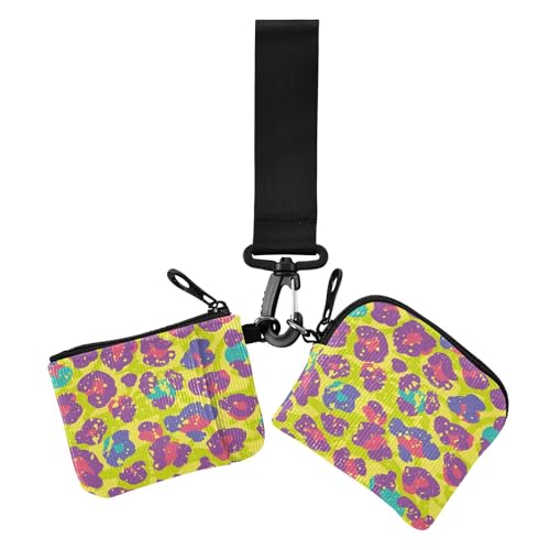 Dots Art Doodle Leopard Print Damen Münzgeldbörsen Kartenetuis klein tragbar Frauen Kreditkartenetui Münzbörse mit Reißverschlusstasche für Frauen 2 Stück von sanluoli