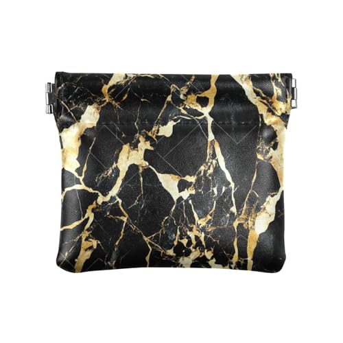 Dunkel Schwarz Golden Marmor Stein Damen Leder Münzbörse Einzigartige Kleingeld Geldbörse mit Verschluss für Mädchen Damen Handtasche von sanluoli