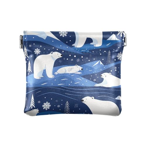 Dunkelblaue Eisbär-Damen-Geldbörse aus Leder, wasserdicht, Kosmetiktasche für Damen und Mädchen Dunkelblaue Eisbär-Damen-Geldbörse aus Leder, wasserdicht, Kosmetiktasche für Damen und Mädchen von sanluoli