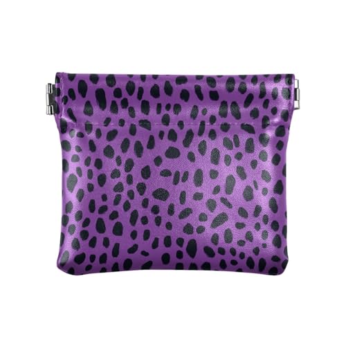 Fashion Purple Leopard Print PU Leather Small Coin Cute Clasp Wallet Card Holder for Men Women Travel von sanluoli