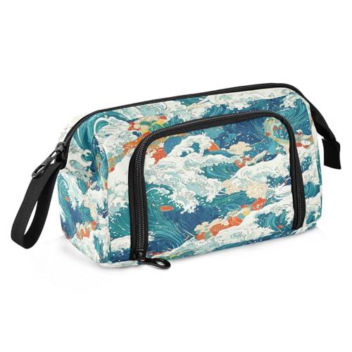 Federmäppchen Große Kapazität Großes Federmäppchen mit Griff Federmäppchen für Erwachsene für Mädchen Adrette Schule Ölgemälde Fühlen Süße Katze von sanluoli