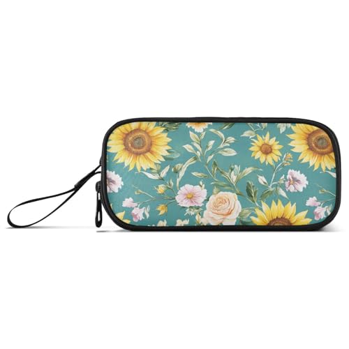 Federmäppchen mit Sonnenblumen-Blumenmuster, Retro-Design, Nylon, große Kapazität, Federmäppchen für Schule, Schreibwaren für adrette Schule, Krankenschwester von sanluoli