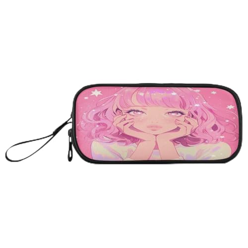 Federmäppchen mit Vögeln und Blumen, Nylon, hohe Kapazität, Federmäppchen mit Fächern, Schreibwaren für Mittelschule, Schwarz / Rot von sanluoli