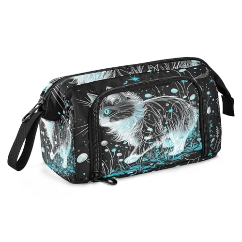Federmäppchen mit großem Fassungsvermögen, Taschen mit Reißverschluss und Fach, Federmäppchen für Erwachsene, für adrette, adrette Schule, Ölgemälde, Feeling Cute Cat von sanluoli