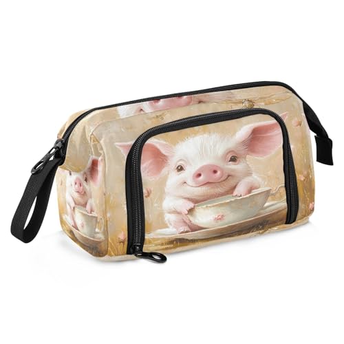 Federmäppchen mit großem Fassungsvermögen, mit Reißverschluss und Reißverschluss, Stand-Up-Federmäppchen für Teenager, Kindergarten, Ölgemälde, Feeling Cute Cat von sanluoli