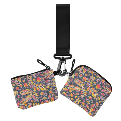 Flower Doodle Minimalistische Damen-Münzgeldbörsen, Kartenetui, schlank, tragbar, Münzgeldbörse, Wechselhalter mit Handgelenkschlaufe für Damen, 2 Stück Flower Doodle Minimalistische Damen-Münzgeldbörsen, Kartenetui, schlank, tragbar, Münzgeldbörse, Wechselhalter mit Handgelenkschlaufe für Damen, 2 Stück von sanluoli