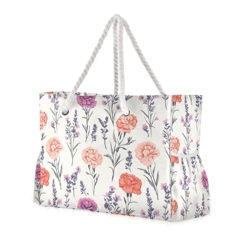 Flowers Blooms Schultertasche, Wochenendtasche, mit Seitentaschen, für Pool, Fitnessstudio, Lebensmittelreisen, Rot / Violett Flowers Blooms Schultertasche, Wochenendtasche, mit Seitentaschen, für Pool, Fitnessstudio, Lebensmittelreisen, Rot / Violett von sanluoli