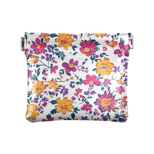 Fragmentierte bunte Blumen Damen Leder Münzgeldbörse wasserdichte Tasche Geldbörse Make-up Tasche für Mädchen Damen Handtasche von sanluoli