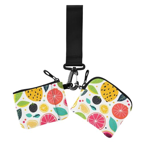 Fresh Fruits Beach Summer Simple Dual Wristlet Wallets for Women Small Detachable Zipper Wristlet Wallet with Zipper Pocket for Woman 2 Pcs von sanluoli