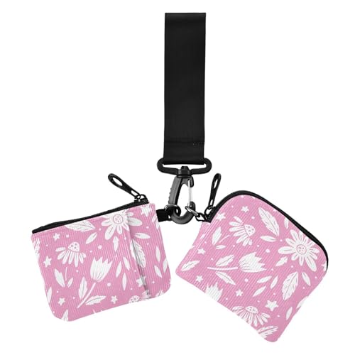 Frischer Druck Blume Pfirsich Safari Damen Kartenhüllen Kleingeldhalter Große Kapazität Kartenhalter mit Schlüsselanhänger für Frauen 2 Stück von sanluoli