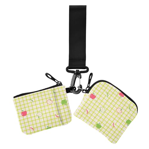Fruits Cartoon Fresh Summer Green Plaid Damen Kleingeldbörse Kartenetuis Kleine Tragbare Ausweishalter Schutz mit Handgelenkschlaufe für den täglichen Gebrauch, 2 Packungen Fruits Cartoon Fresh Summer Green Plaid Damen Kleingeldbörse Kartenetuis Kleine Tragbare Ausweishalter Schutz mit Handgelenkschlaufe für den täglichen Gebrauch, 2 Packungen von sanluoli