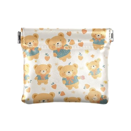 Gelbe Retro Bears Damen Leder Münzbörse Geldbörse Geldbörse Wasserdicht Bargeld Münzbörse für Frauen Mädchen von sanluoli