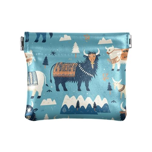 Geldbörse aus Leder im indischen Stil, Kuh, Schaf, für Damen und Herren, praktische Geldbörse mit Verschluss für Mädchen und Damen von sanluoli